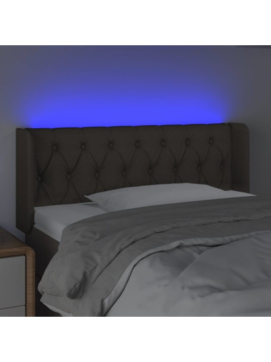 Gultas galvgalis ar LED, 103x16x78/88 cm, pelēkbrūns audums