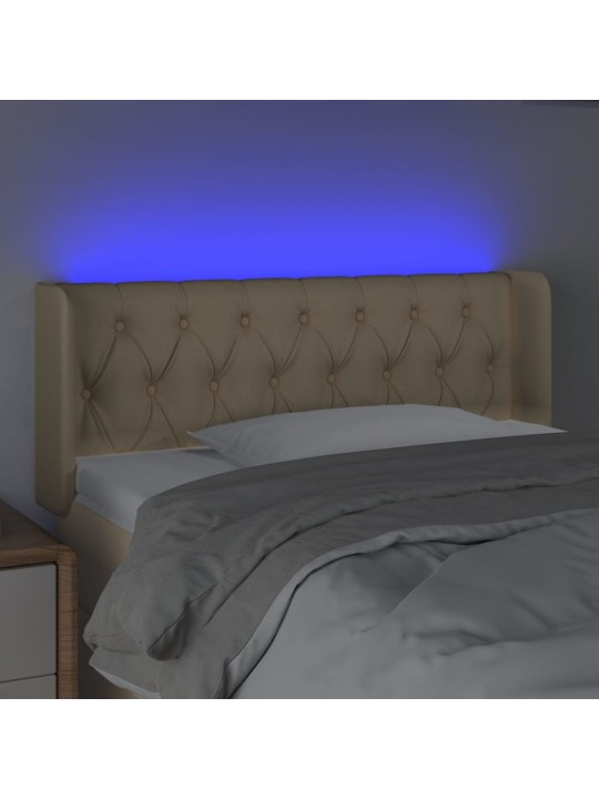 Gultas galvgalis ar LED, 103x16x78/88 cm, krēmkrāsas audums