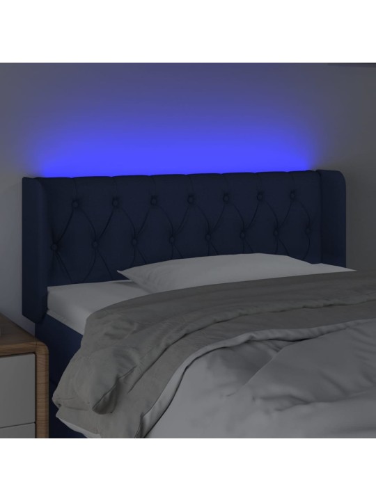 Gultas galvgalis ar LED, 103x16x78/88 cm, zils audums