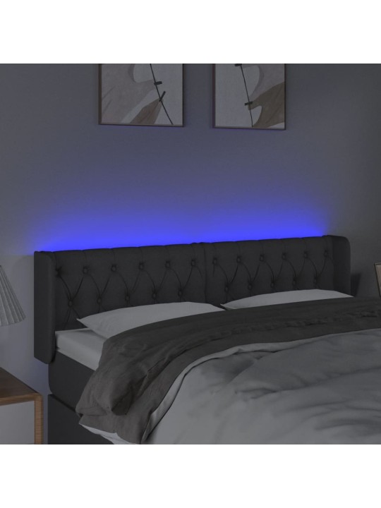 Gultas galvgalis ar LED, 147x16x78/88 cm, tumši pelēks audums