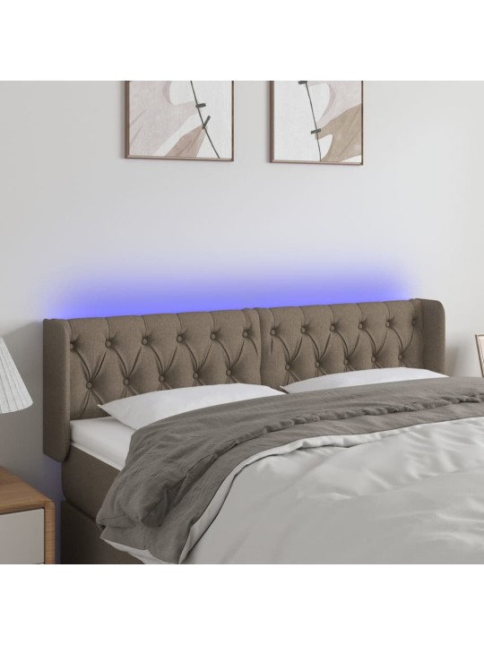 Gultas galvgalis ar LED, 147x16x78/88 cm, pelēkbrūns audums