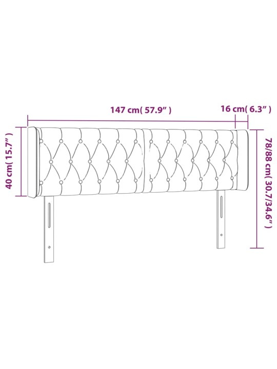 Gultas galvgalis ar LED, 147x16x78/88 cm, zaļš audums