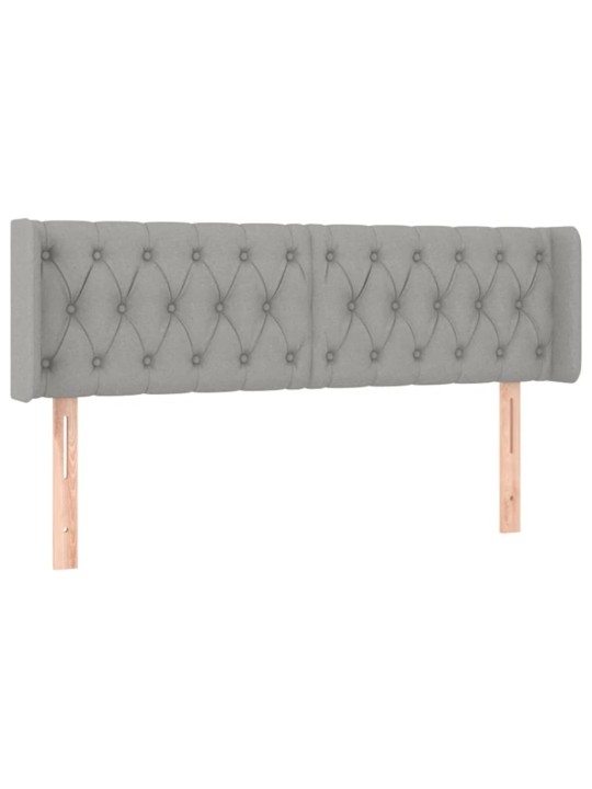 Gultas galvgalis ar LED, 163x16x78/88 cm, gaiši pelēks audums