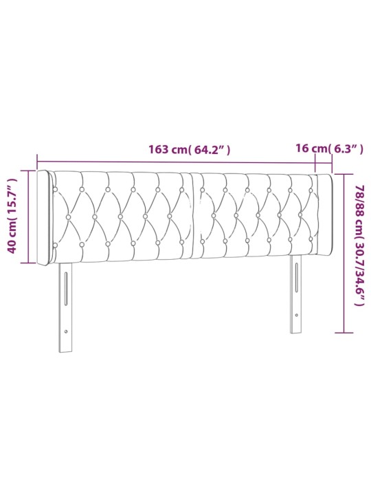 Gultas galvgalis ar LED, 163x16x78/88 cm, tumši pelēks audums