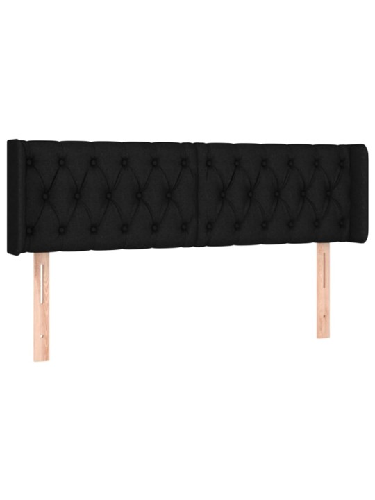 Gultas galvgalis ar LED, 163x16x78/88 cm, melns audums