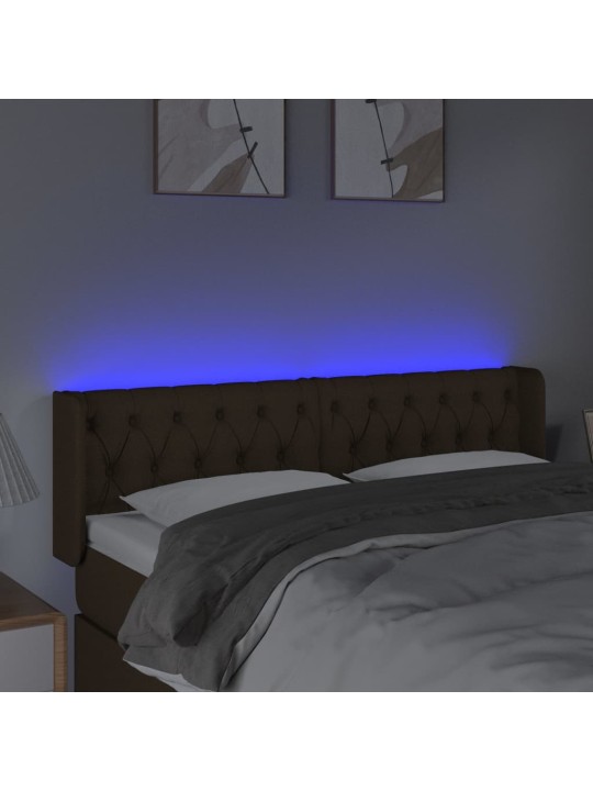 Gultas galvgalis ar led, 163x16x78/88 cm, tumši brūns audums