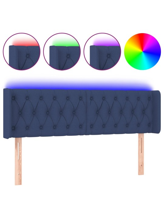 Gultas galvgalis ar LED, 163x16x78/88 cm, zils audums