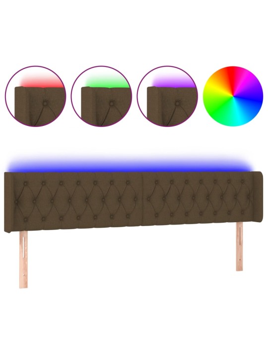 Gultas galvgalis ar LED, 183x16x78/88 cm, tumši brūns audums