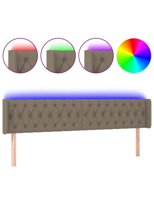Gultas galvgalis ar led, 203x16x78/88 cm, pelēkbrūns audums