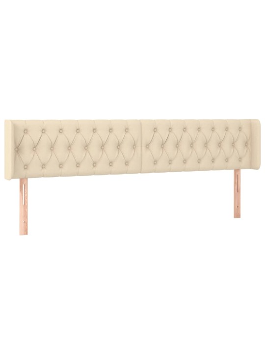 Gultas galvgalis ar led, 203x16x78/88 cm, krēmkrāsas audums