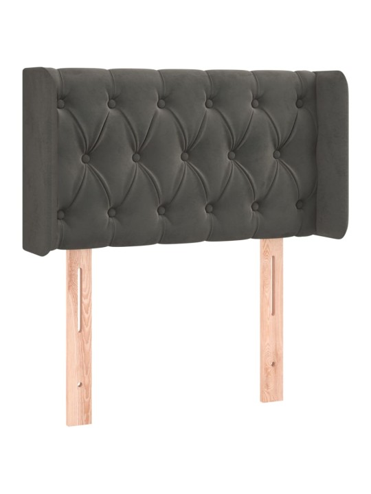 Gultas galvgalis ar led, 83x16x78/88 cm, tumši pelēks samts