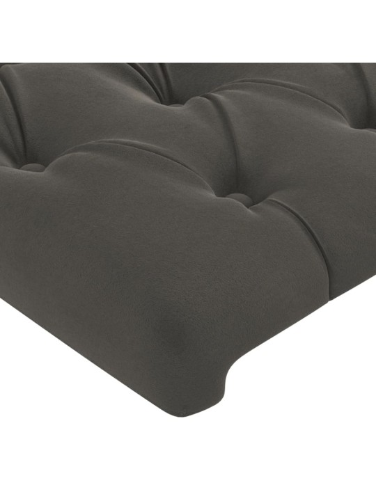 Gultas galvgalis ar led, 83x16x78/88 cm, tumši pelēks samts