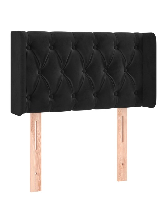 Gultas galvgalis ar led, 83x16x78/88 cm, melns samts
