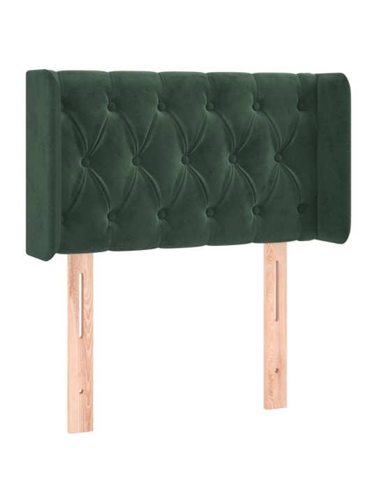 Gultas galvgalis ar led, 83x16x78/88 cm, tumši zaļš samts