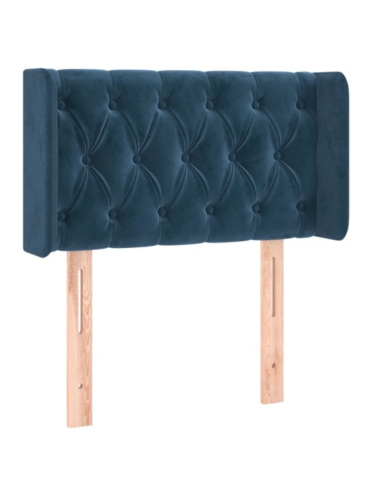 Gultas galvgalis ar led, 83x16x78/88 cm, tumši zils samts