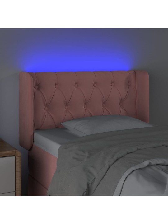 Gultas galvgalis ar led, 83x16x78/88 cm, rozā samts