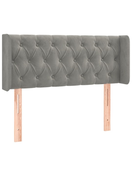 Gultas galvgalis ar led, 93x16x78/88 cm, gaiši pelēks samts