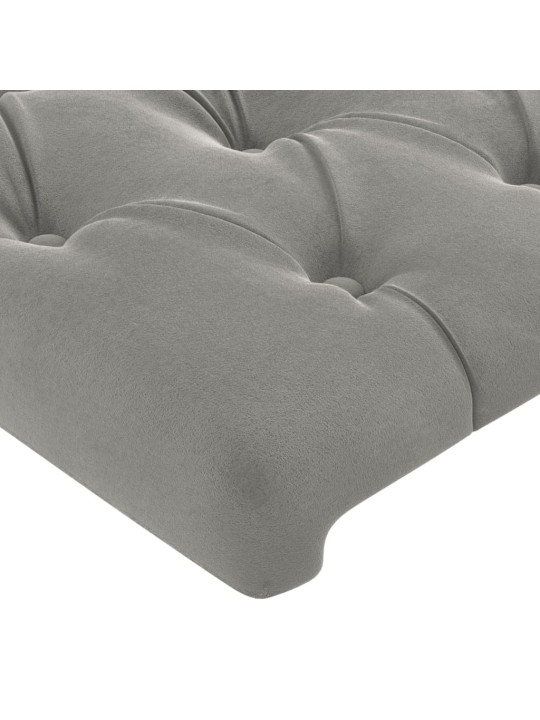 Gultas galvgalis ar led, 93x16x78/88 cm, gaiši pelēks samts
