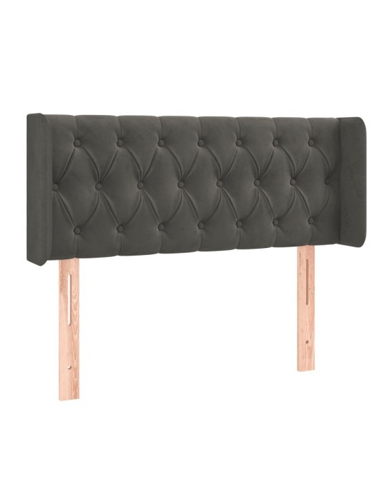 Gultas galvgalis ar led, 93x16x78/88 cm, tumši pelēks samts