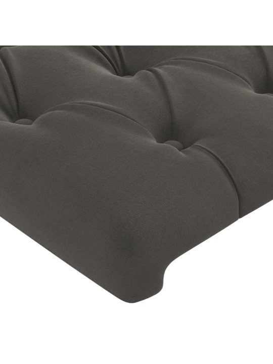 Gultas galvgalis ar led, 93x16x78/88 cm, tumši pelēks samts
