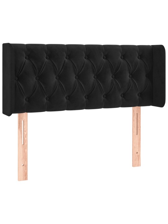 Gultas galvgalis ar led, 93x16x78/88 cm, melns samts