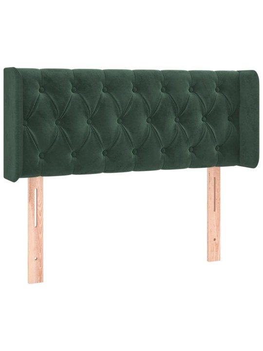Gultas galvgalis ar led, 93x16x78/88 cm, tumši zaļš samts