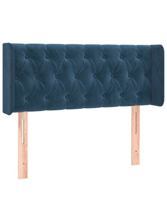 Gultas galvgalis ar led, 93x16x78/88 cm, tumši zils samts