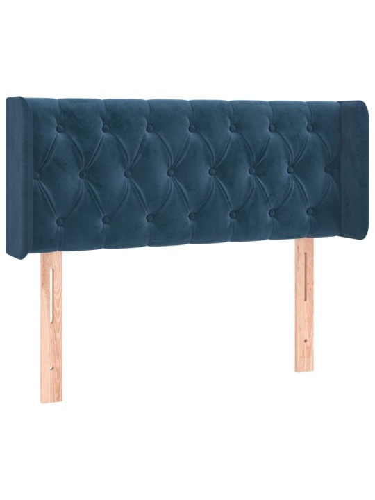 Gultas galvgalis ar led, 103x16x78/88 cm, tumši zils samts
