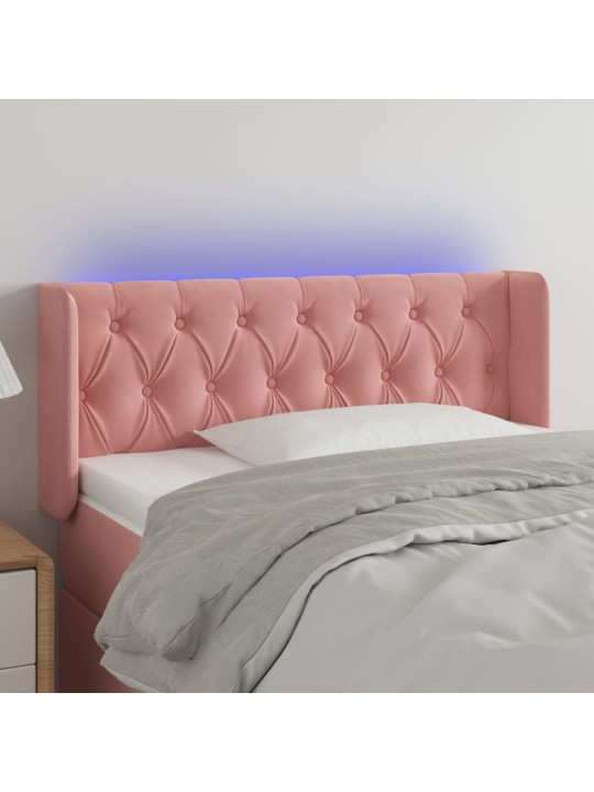 Gultas galvgalis ar LED, 103x16x78/88 cm, rozā samts