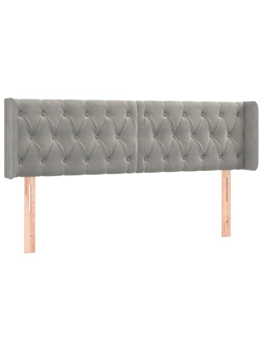 Gultas galvgalis ar led, 147x16x78/88 cm, gaiši pelēks samts