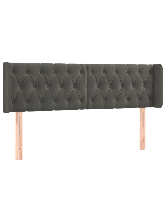 Gultas galvgalis ar LED, 147x16x78/88 cm, tumši pelēks samts