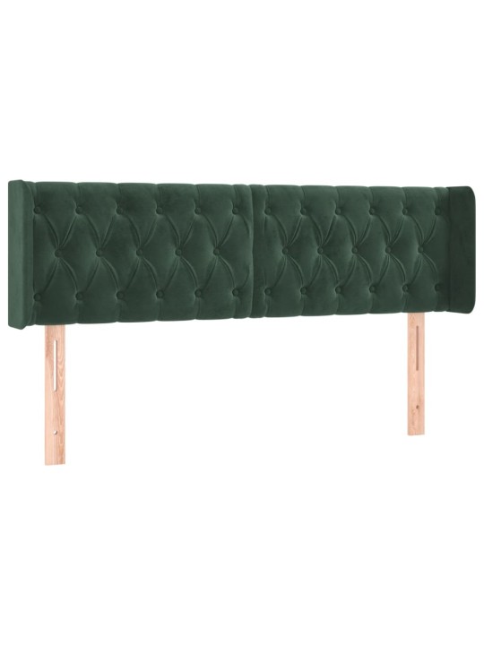 Gultas galvgalis ar LED, 147x16x78/88 cm, tumši zaļš samts