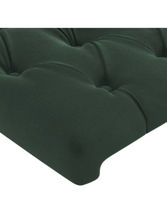Gultas galvgalis ar LED, 147x16x78/88 cm, tumši zaļš samts