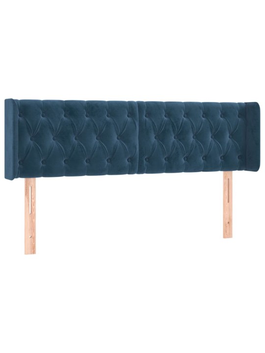Gultas galvgalis ar led, 147x16x78/88 cm, tumši zils samts