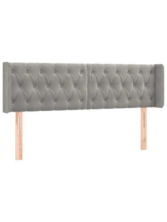 Gultas galvgalis ar LED, 163x16x78/88 cm, gaiši pelēks samts