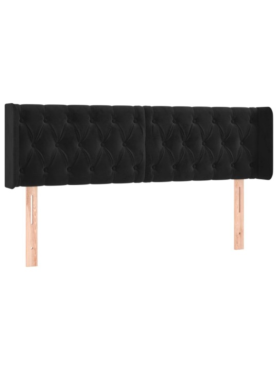 Gultas galvgalis ar LED, 163x16x78/88 cm, melns samts