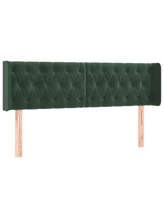 Gultas galvgalis ar led, 163x16x78/88 cm, tumši zaļš samts