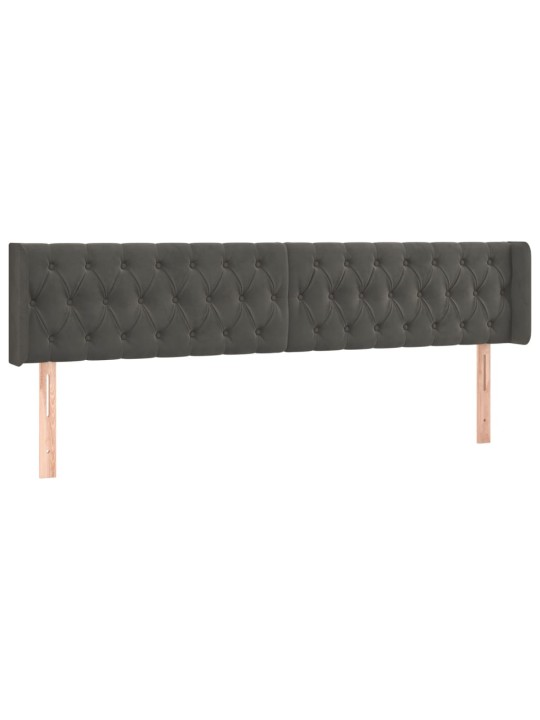 Gultas galvgalis ar LED, 183x16x78/88 cm, tumši pelēks samts