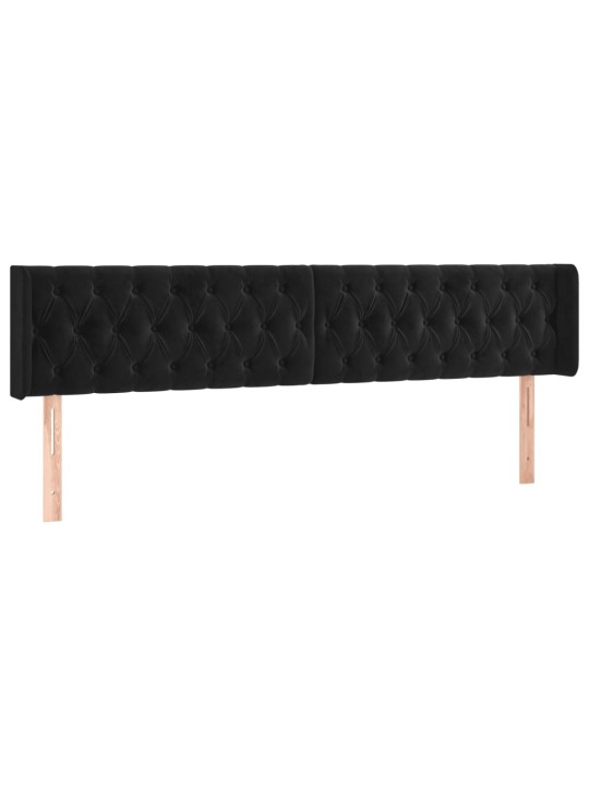 Gultas galvgalis ar led, 183x16x78/88 cm, melns samts