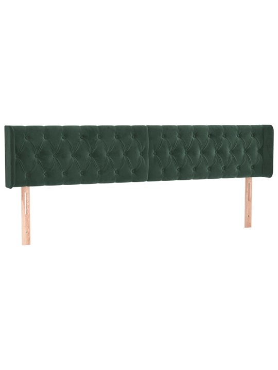 Gultas galvgalis ar LED, 183x16x78/88 cm, tumši zaļš samts