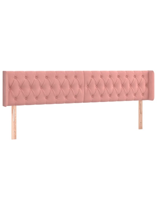 Gultas galvgalis ar led, 183x16x78/88 cm, rozā samts