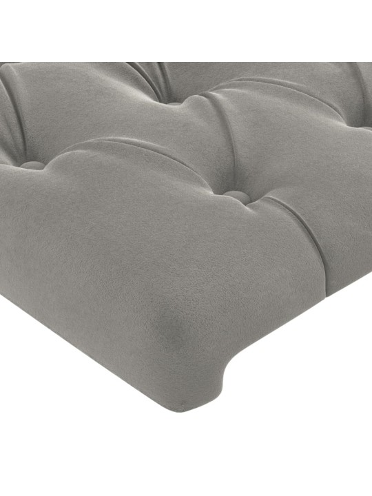 Gultas galvgalis ar led, 203x16x78/88 cm, gaiši pelēks samts