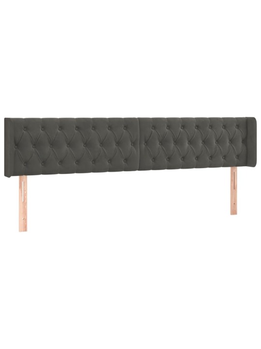 Gultas galvgalis ar led, 203x16x78/88 cm, tumši pelēks samts