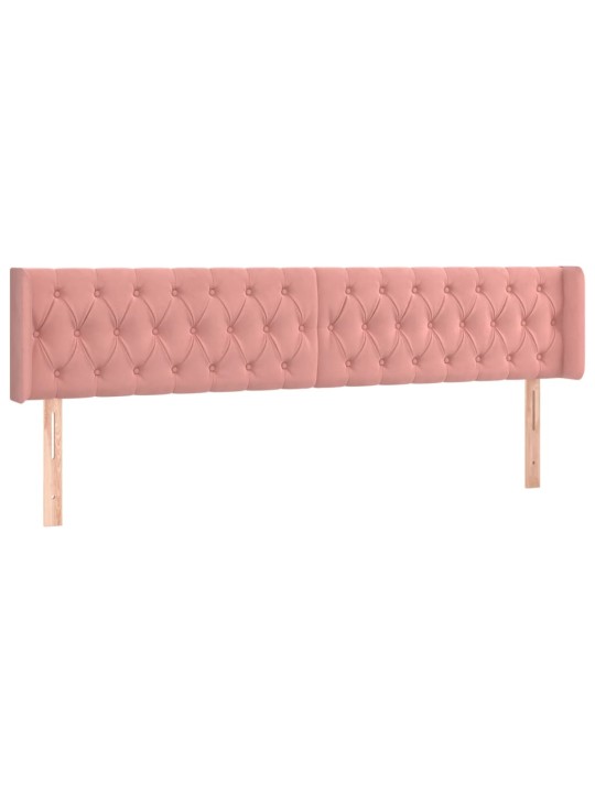 Gultas galvgalis ar led, 203x16x78/88 cm, rozā samts