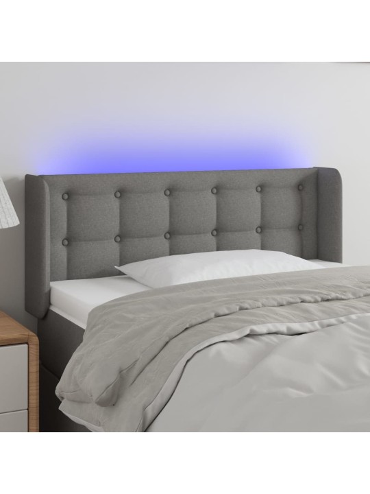 Gultas galvgalis ar led, 83x16x78/88 cm, tumši pelēks audums
