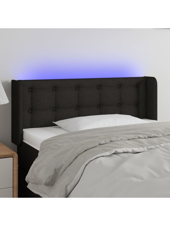 Gultas galvgalis ar led, 83x16x78/88 cm, melns audums