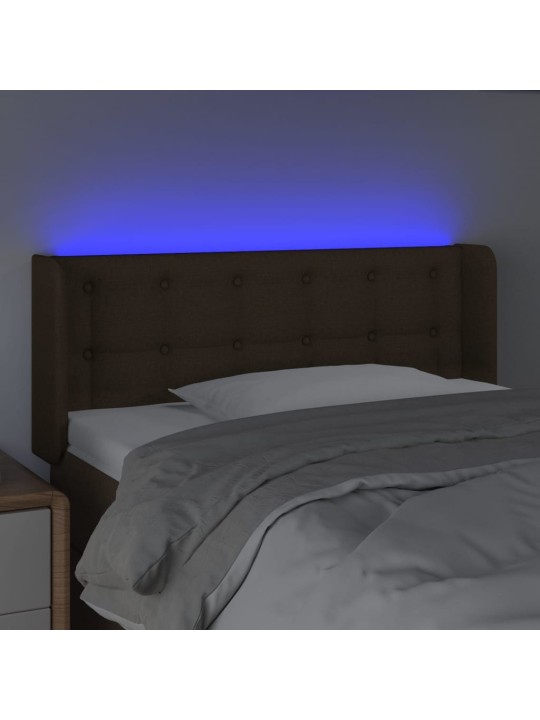 Gultas galvgalis ar led, 83x16x78/88 cm, tumši brūns audums