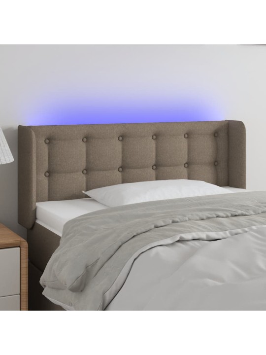 Gultas galvgalis ar led, 83x16x78/88 cm, pelēkbrūns audums
