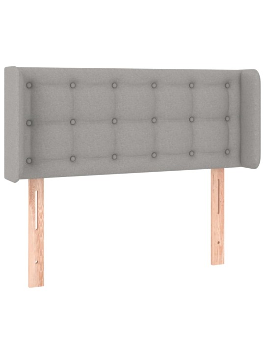 Gultas galvgalis ar led, 93x16x78/88 cm, gaiši pelēks audums