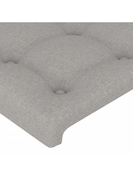 Gultas galvgalis ar led, 93x16x78/88 cm, gaiši pelēks audums